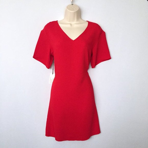 NWT ARITZIA BABATON Aaron Red V-Neck Shift Dress - Picture 2 of 9
